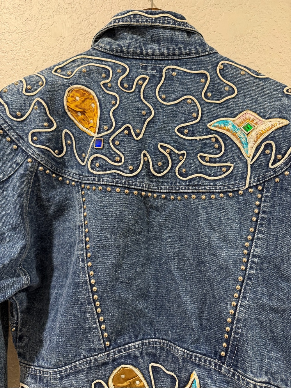 Main Jeans 1980s Jewelled Jean Jacket Size XL - Picture 8 of 15